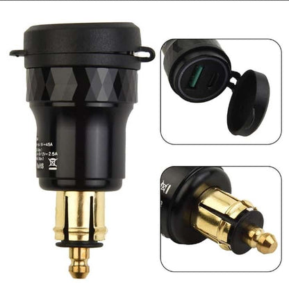 CARGADOR DIN PUERTO USB TYPE A PUERTO USB TYPE C BMW/DUCATI/TRIUMPH